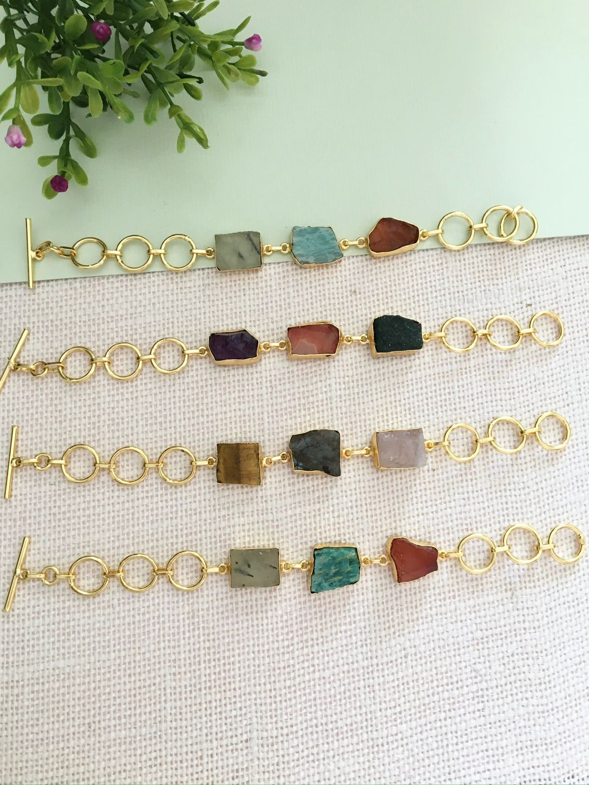 Raw Stone Link Bracelet