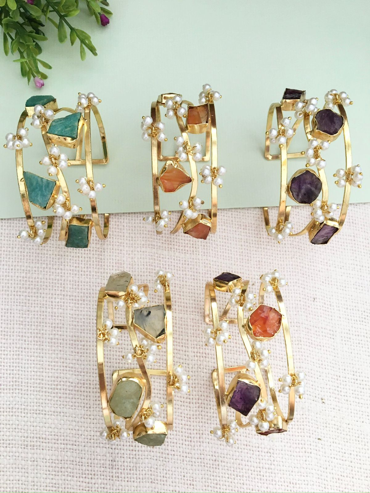 Polki Pearl Cuff Bracelet