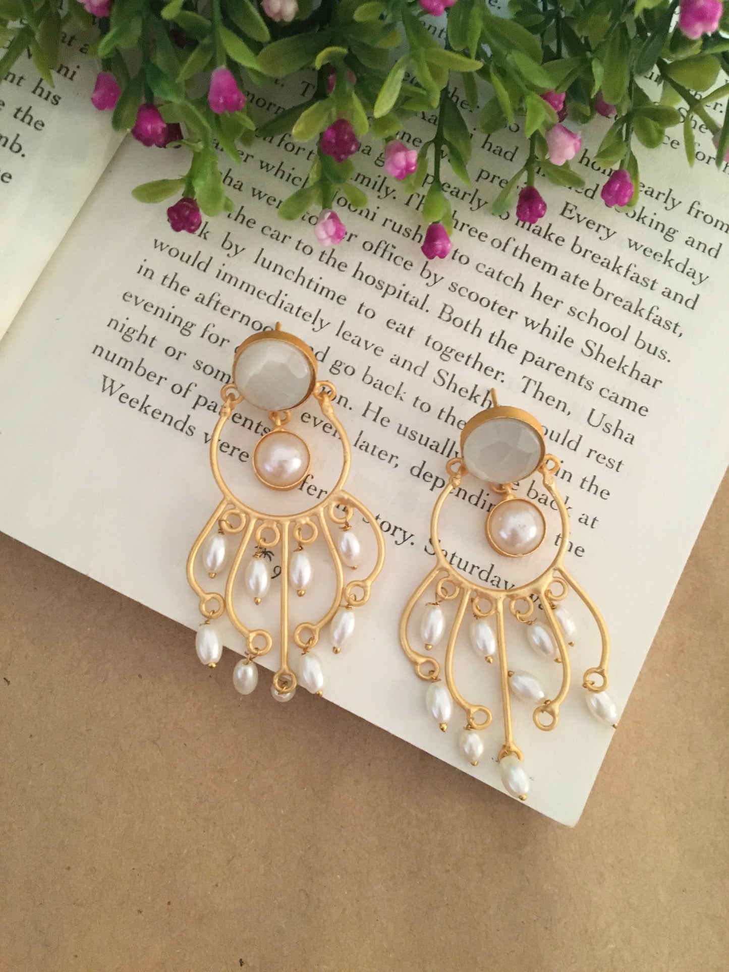 Zoey Gem and Pearl Earrings