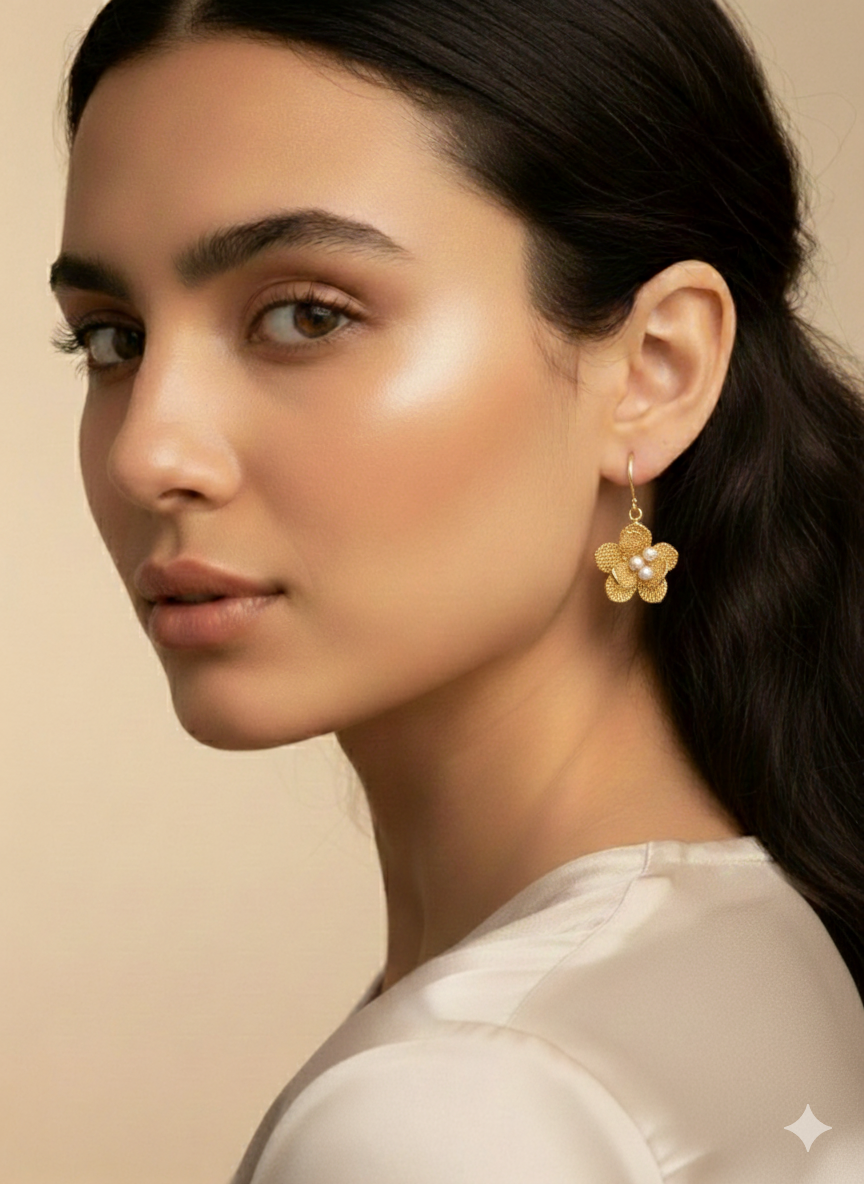 Floral Pearl Drop Earrings