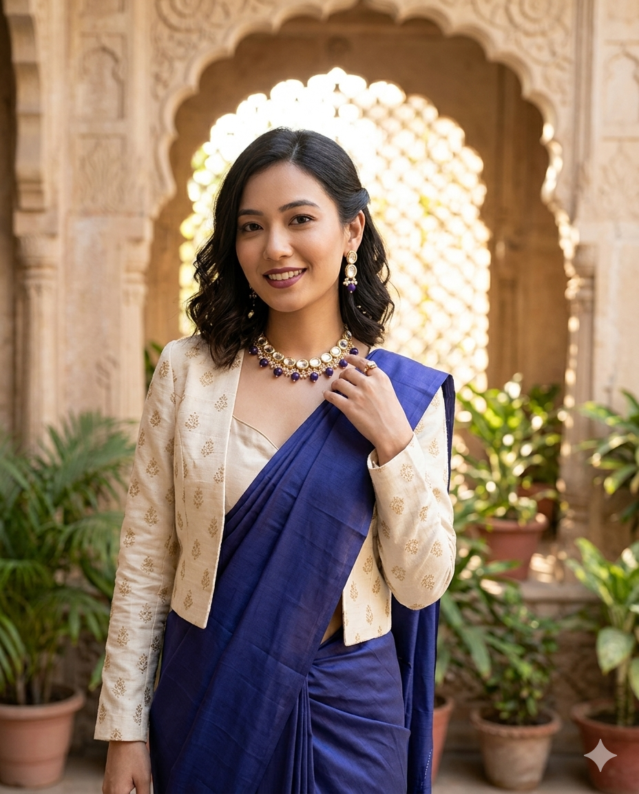 Cluster Pearl Kundan Necklace Set | BlissByTakshvi