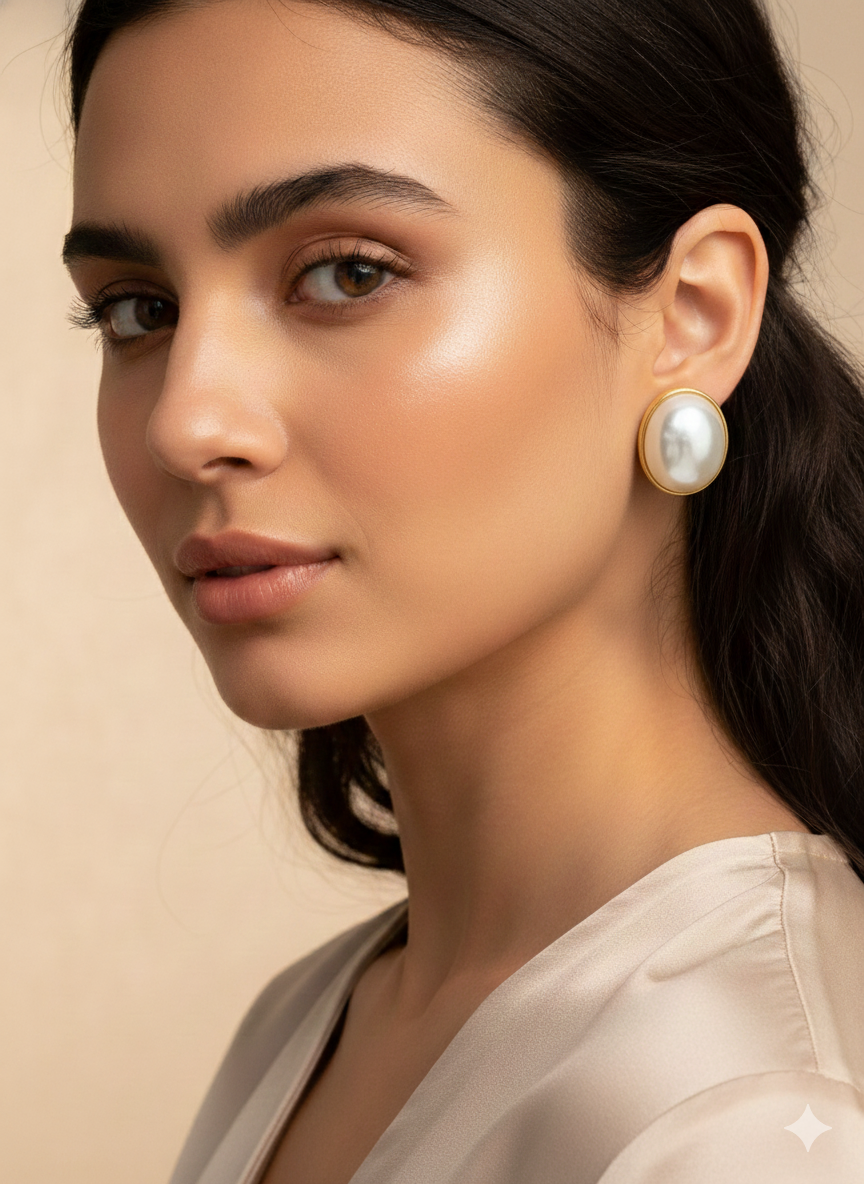 Ivory Radiance Pearl Gold Stud