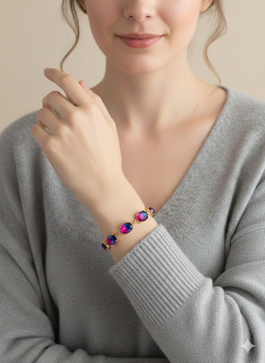Iridescent Oval Crystal Bracelet