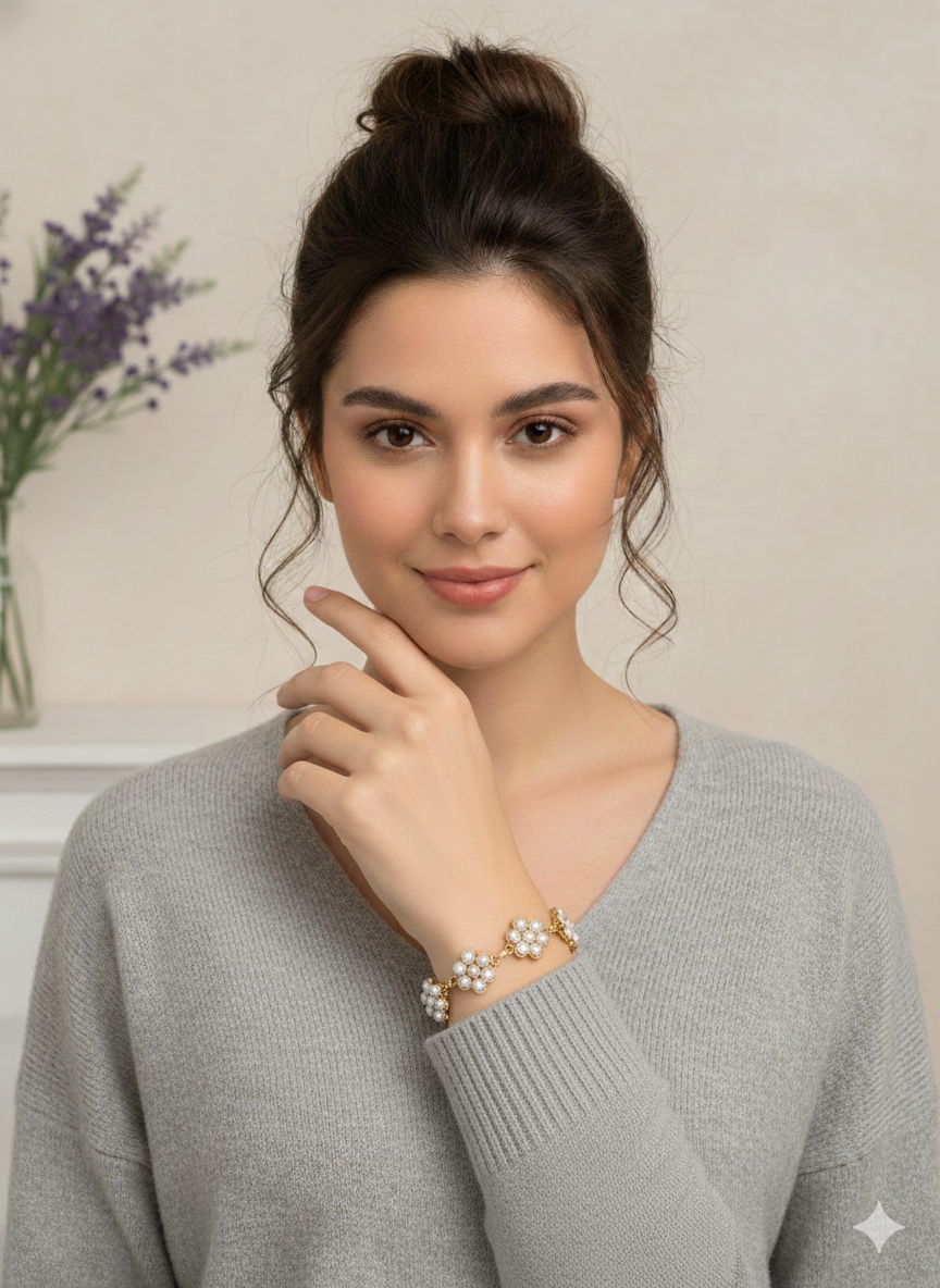 Pearl Flower Cluster Bracelet