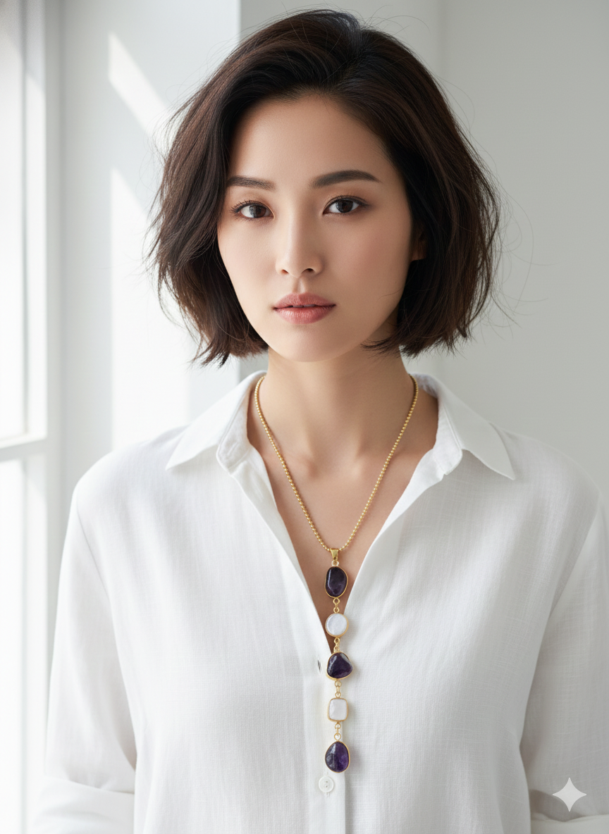 Midnight Pearl Cascade Necklace