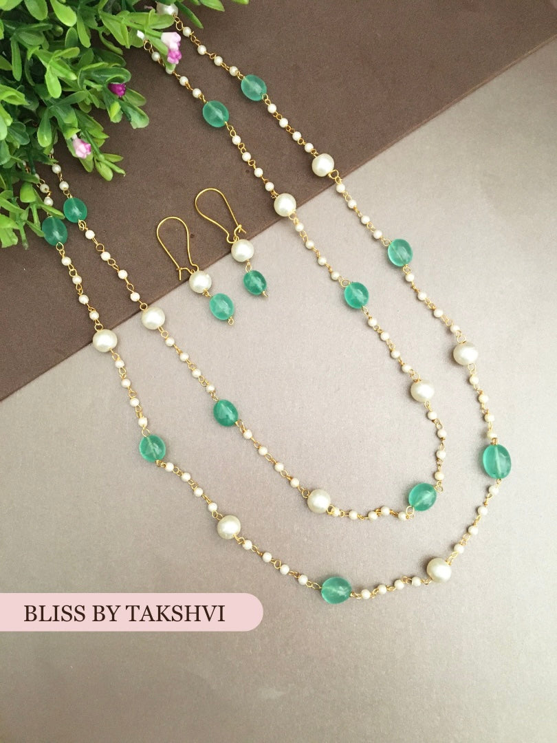 Golden Chain White Beads Double Layer Mala