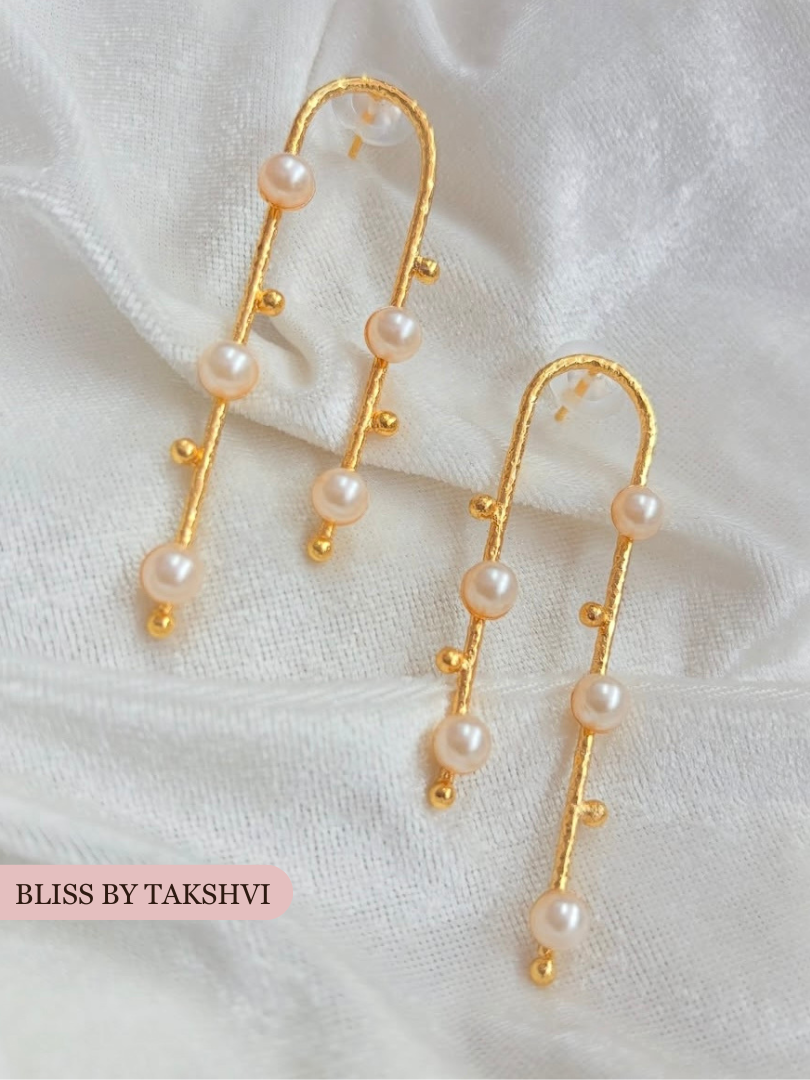 Long Inverted U Shaped Pearl Earring
