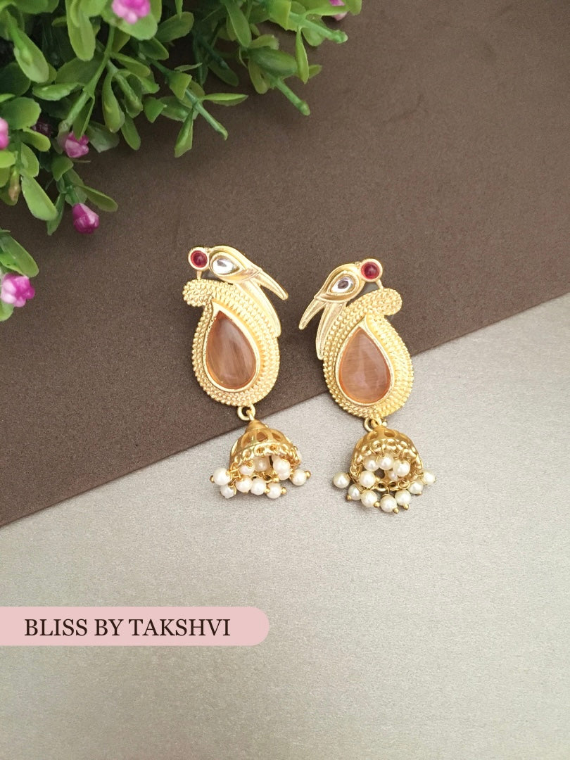 Golden Bird Jhumki Earrings