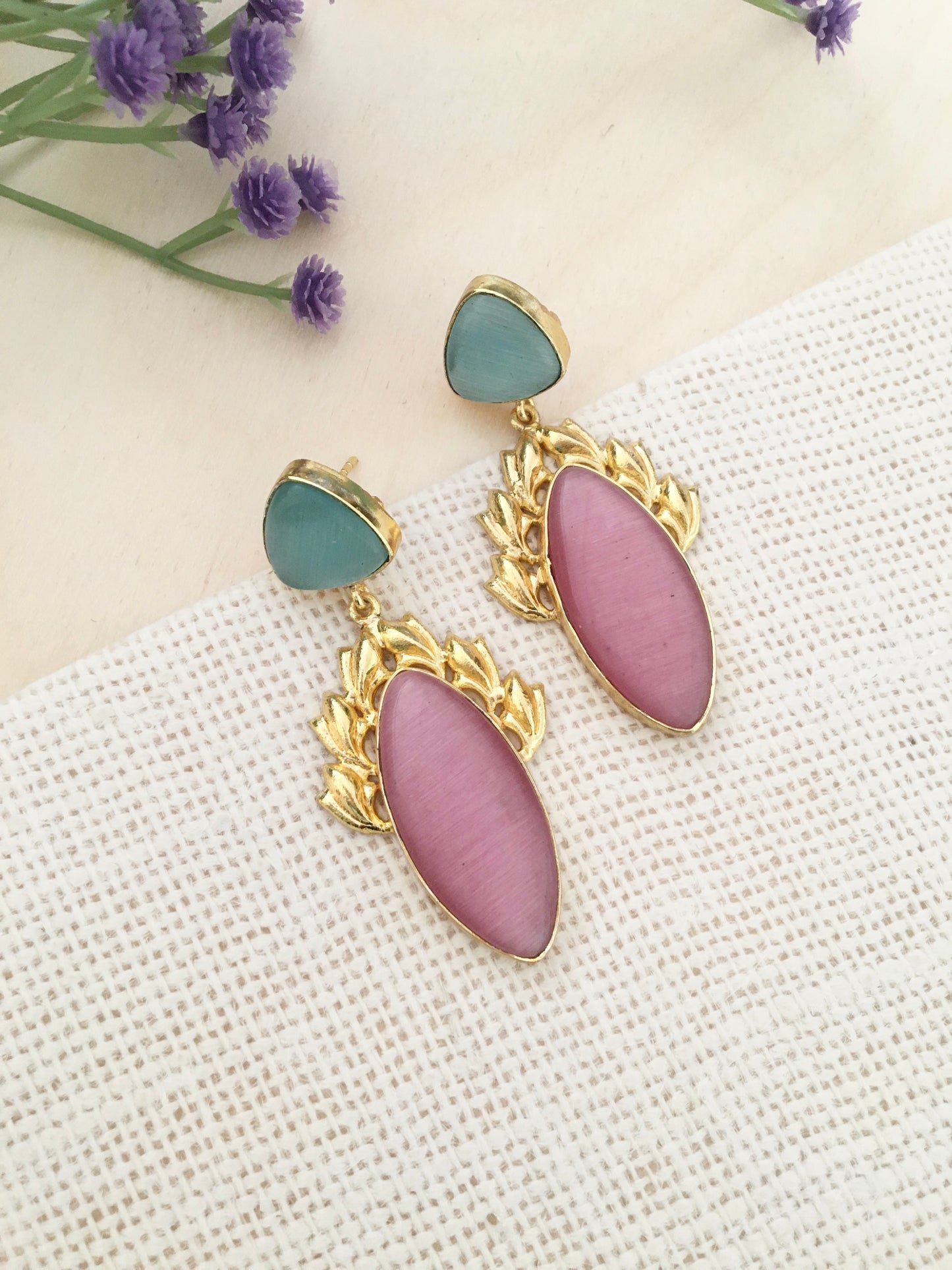 Dual Stone Statement Earrings