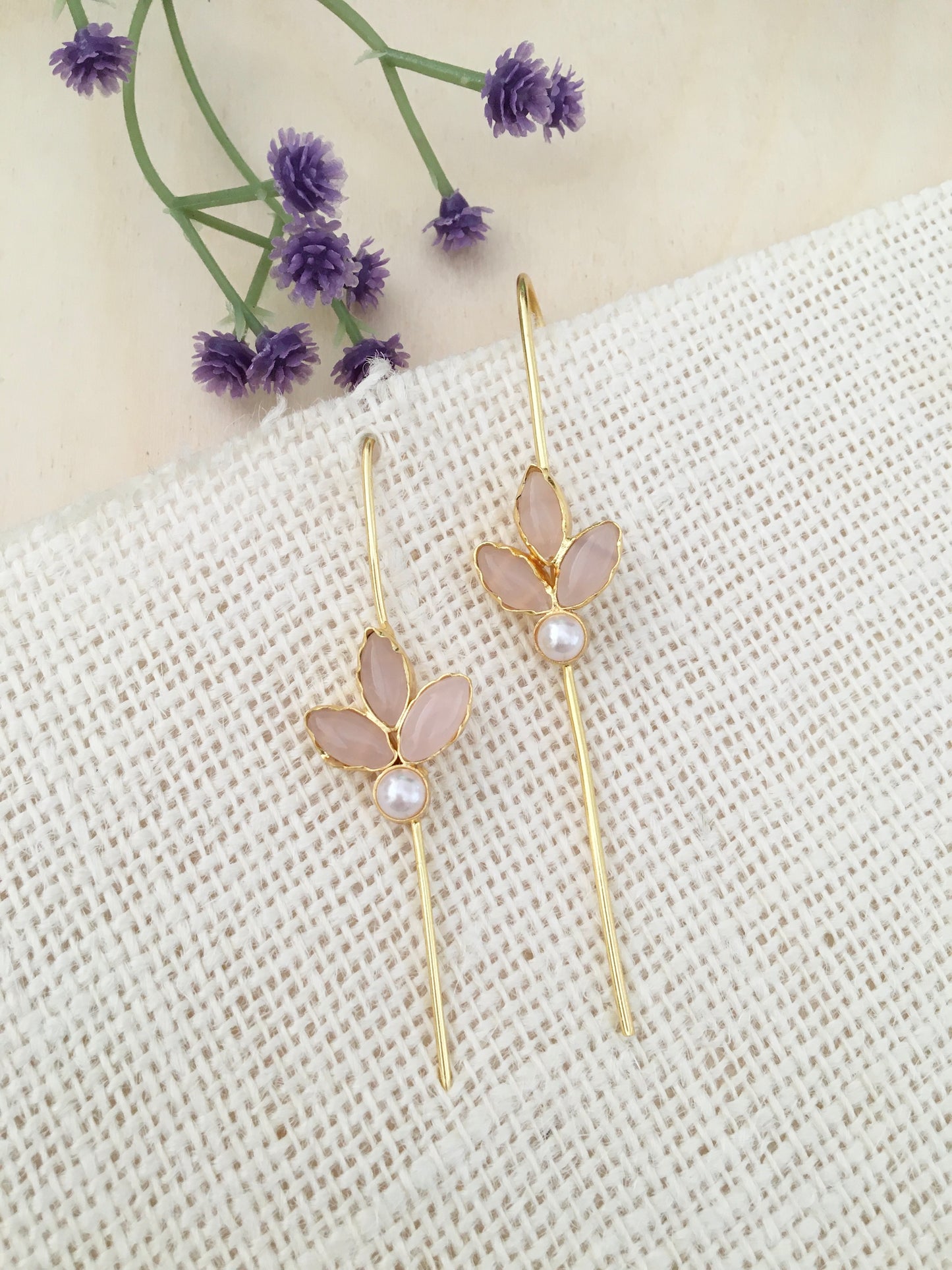 Leaf Trio Stone Earring