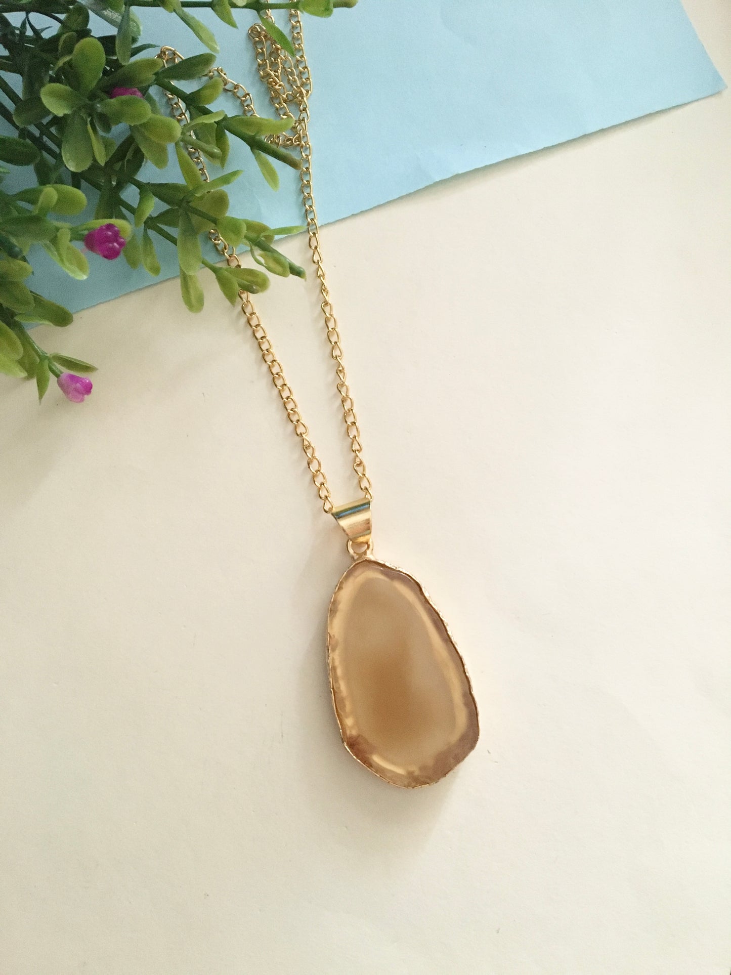 Trishala Raw Stone Chain Pendant