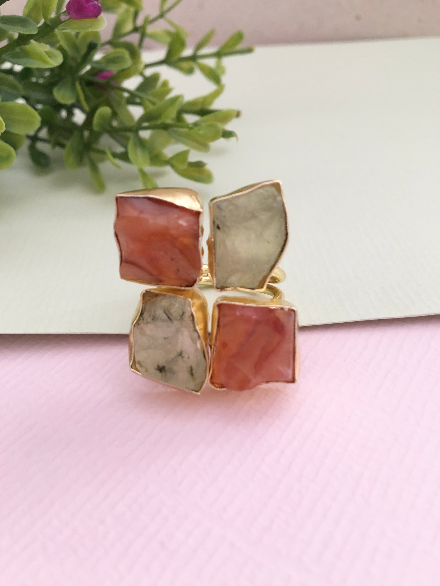 Kashvi Four Rough Stone Adjustable Ring