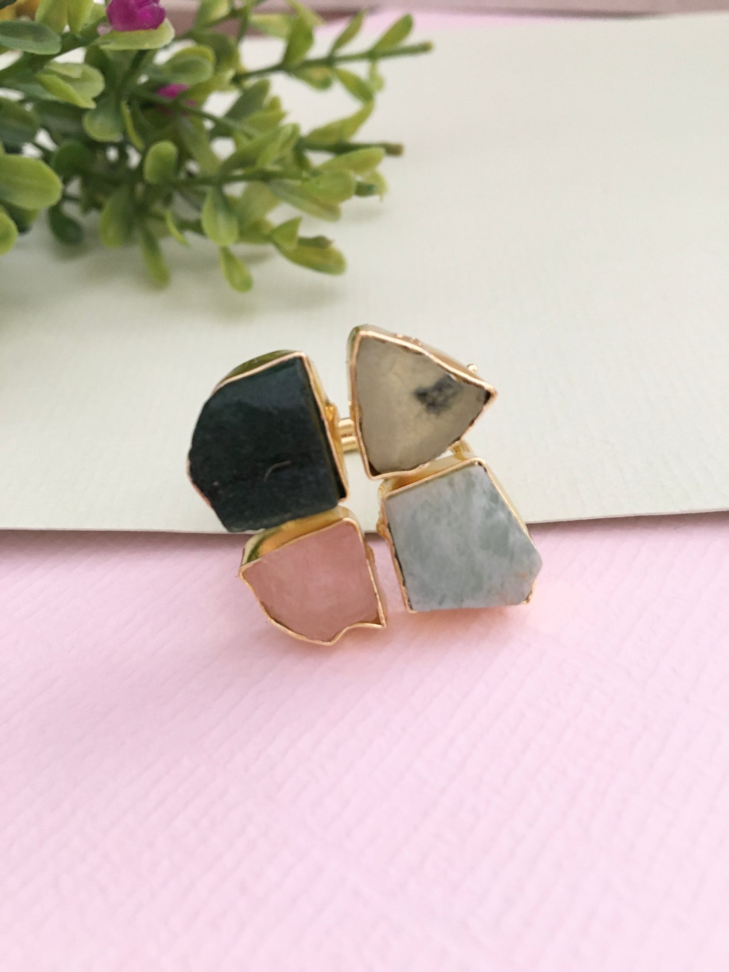 Kashvi Four Rough Stone Adjustable Ring