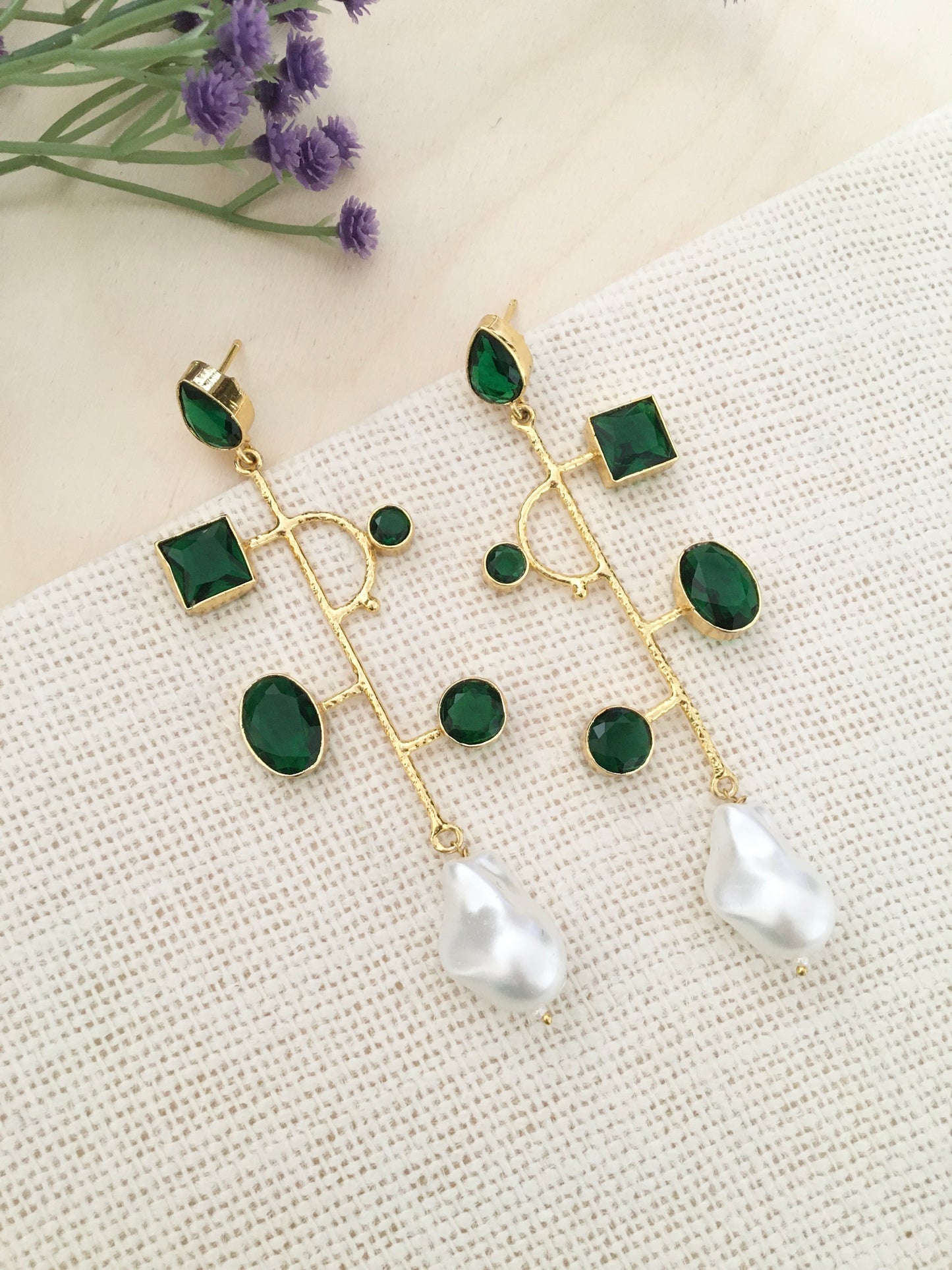 Multi-Gem Baroque Pearl Drops