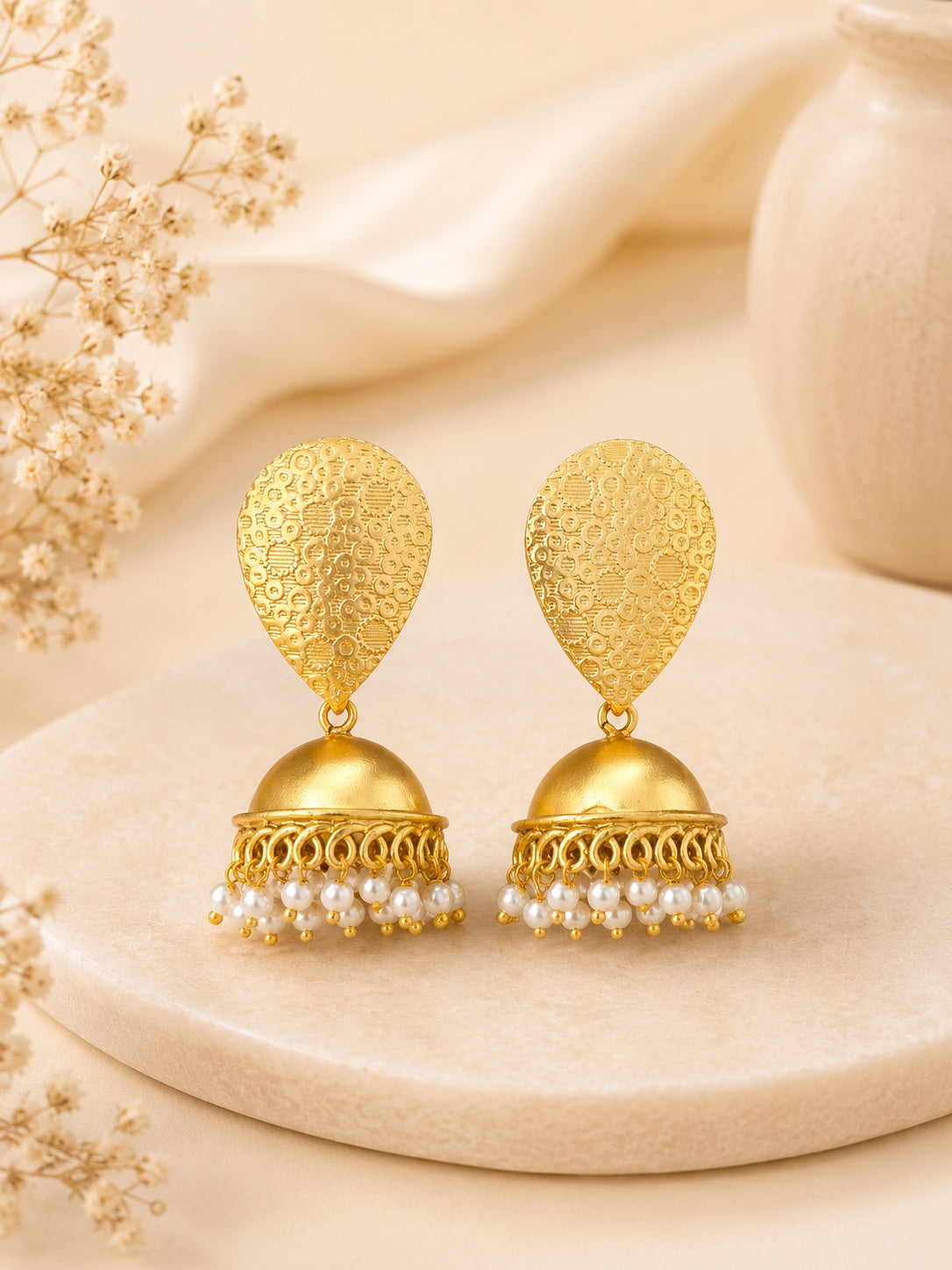 Pearl Dome Jhumka Earrings | BlissByTakshvi