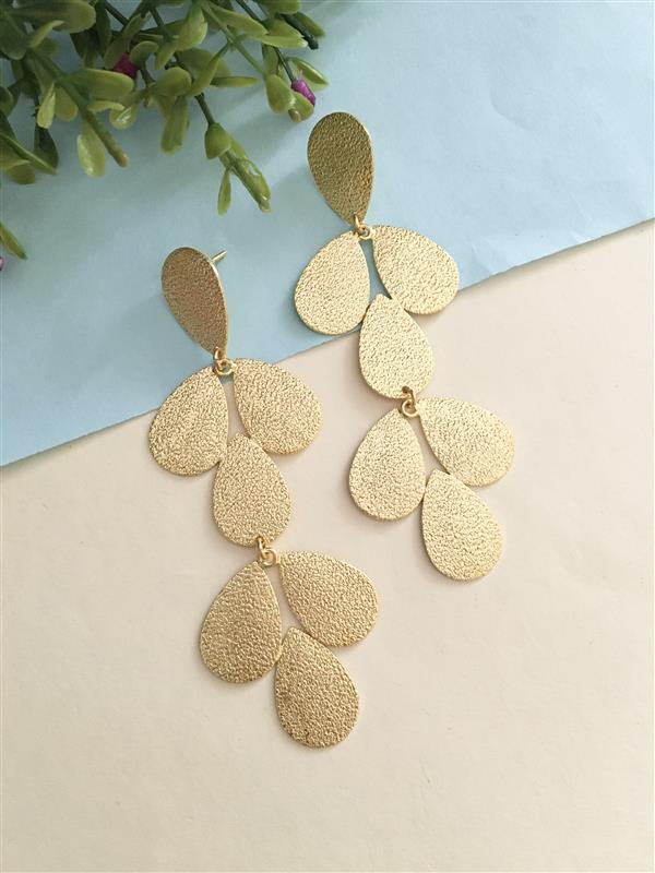 Kiya Golden Multi Petal Drop Earring