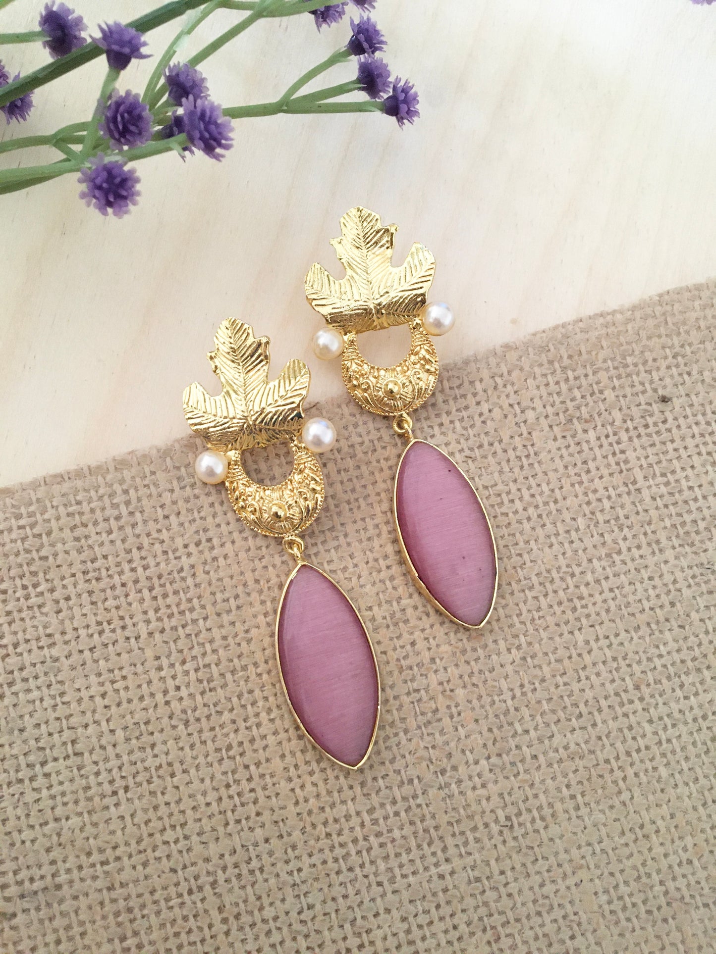 Alayna Gold Leaf Drop Earrings