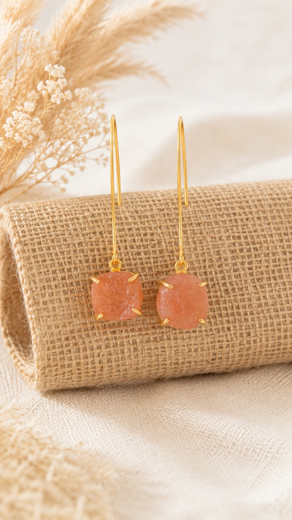 Kesar Raw Peach Drop Earrings