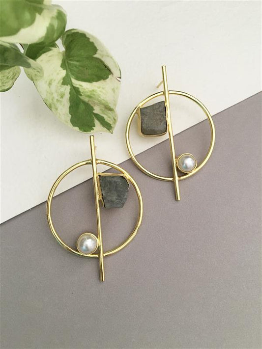 Round Rough Stone Stud Earring
