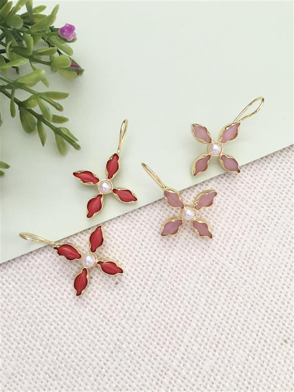 Four-Petal Pearl Earrings