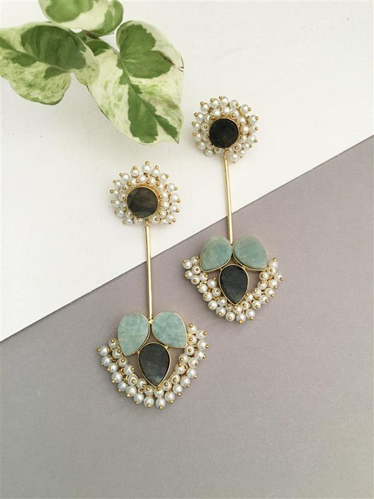 Rough Stone Long Drop Earring