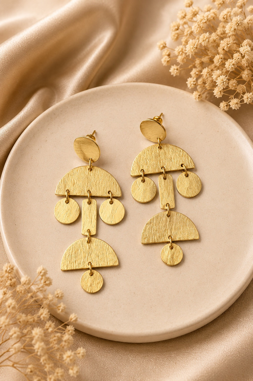 Ella Tiered Brass Cascade Earrings