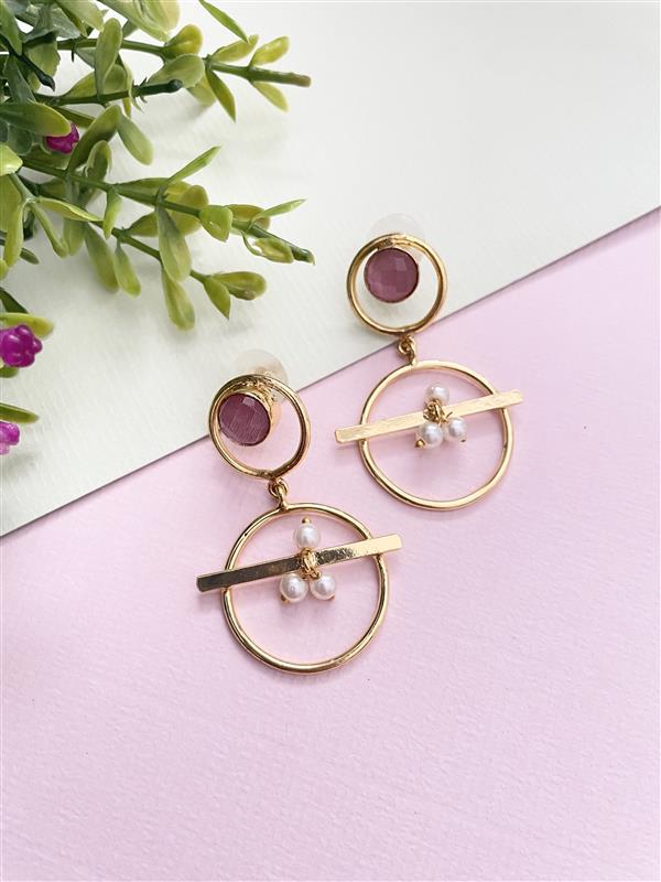 Garima Double Circle Drop Earrings