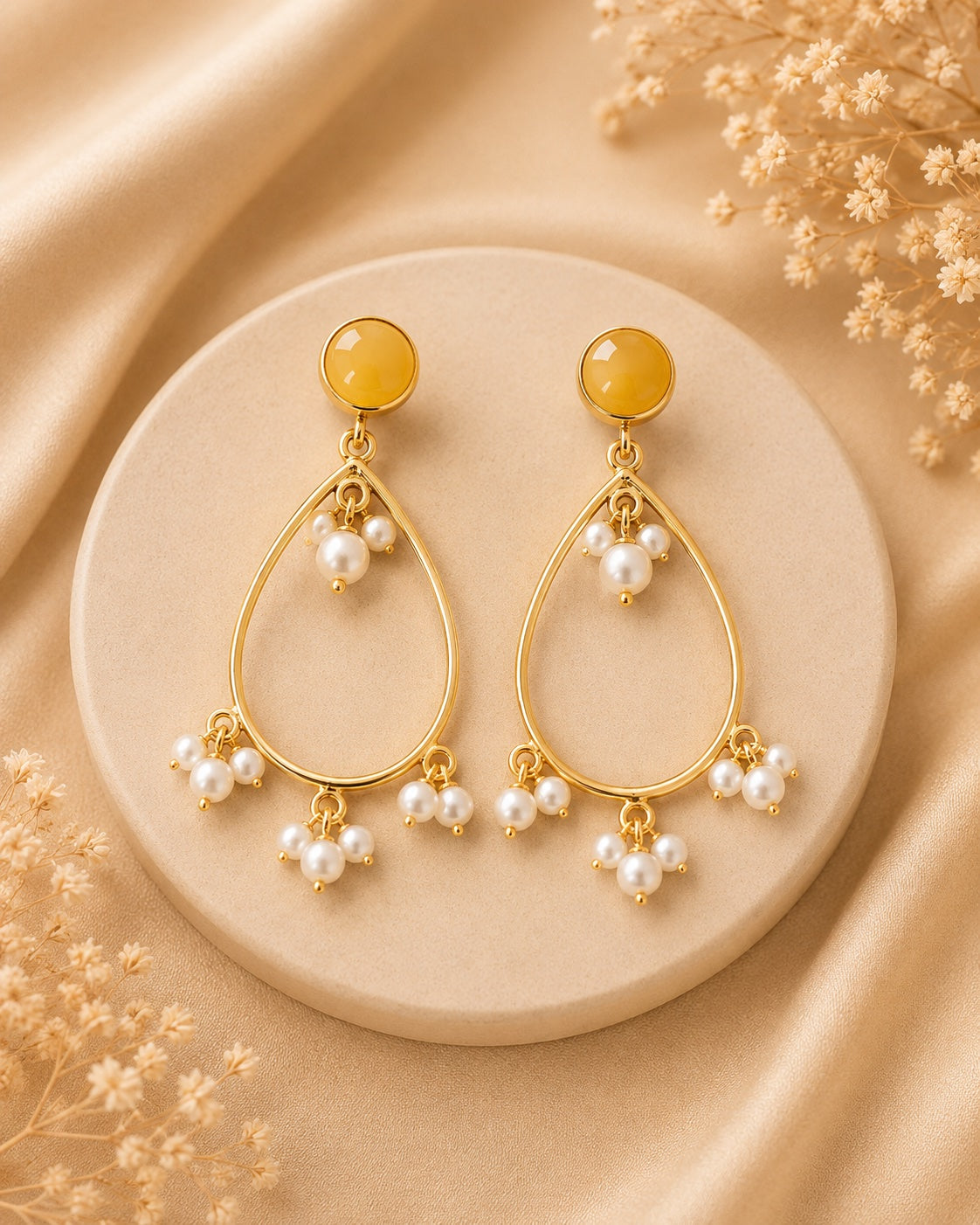 Chloe Honey Pearl Drop Earrings