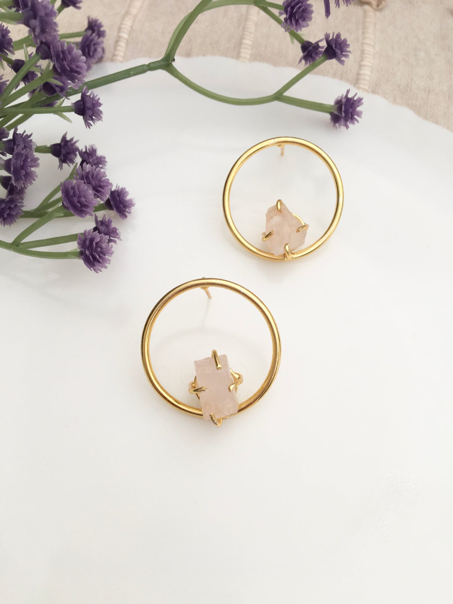 Ethereal Crystal Stone Hoops | BlissByTakshvi