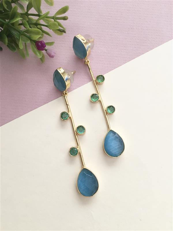 Tri Colour Leaf Drop Earring