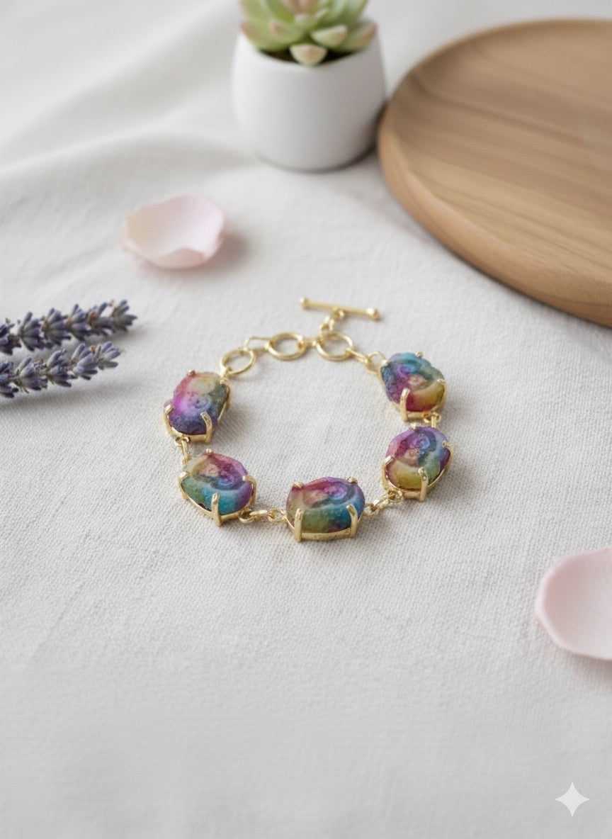 Radiant Aura Stone Gold Link Bracelet