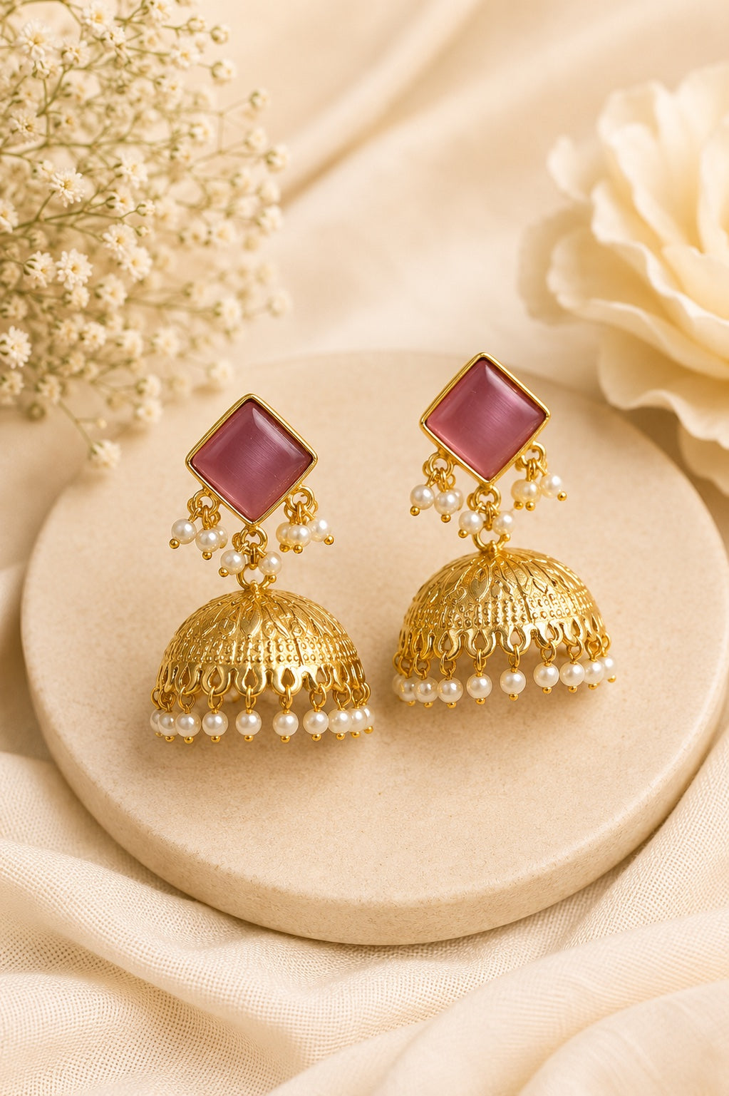 Aira Pearl Dome Earrings