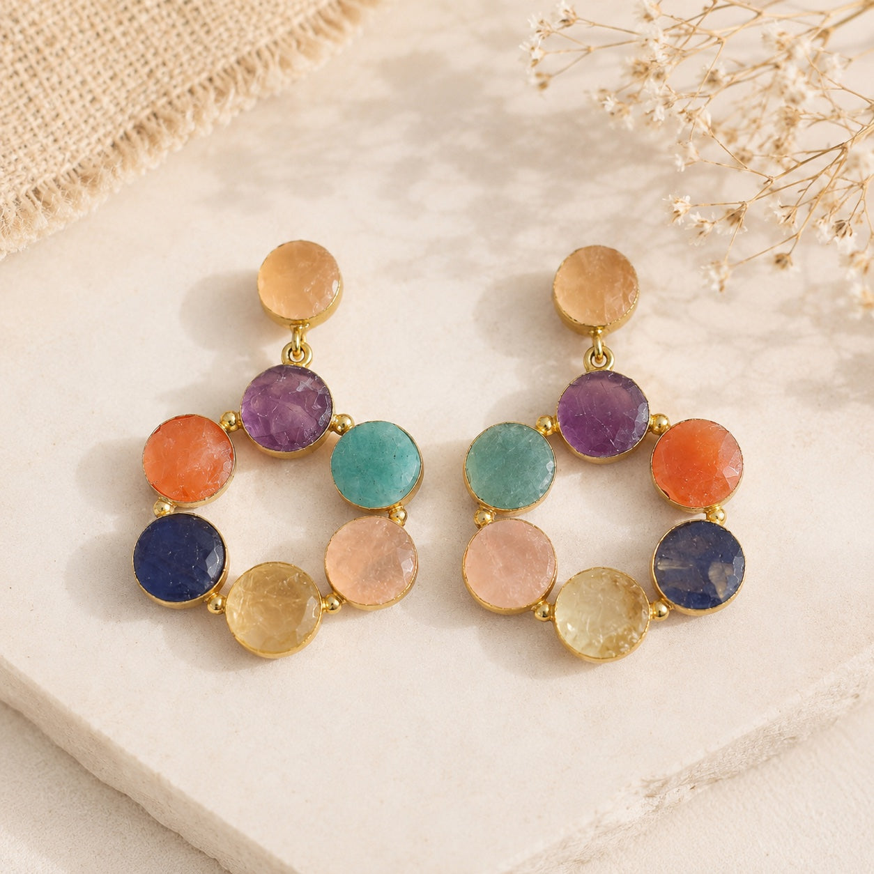 Aarna Rainbow Halo Earrings