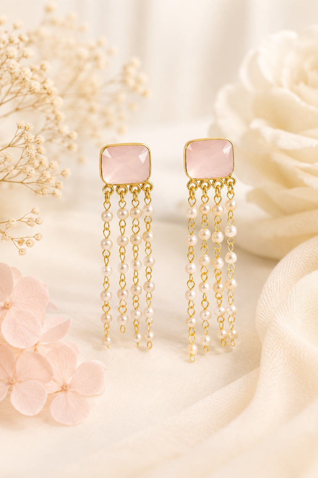 Ethereal Pearl Tassel Earrings