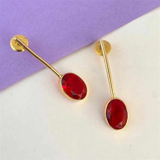 Cut Stone Long Earring