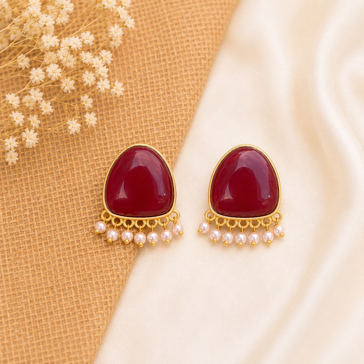Manik Stone Stud Earrings