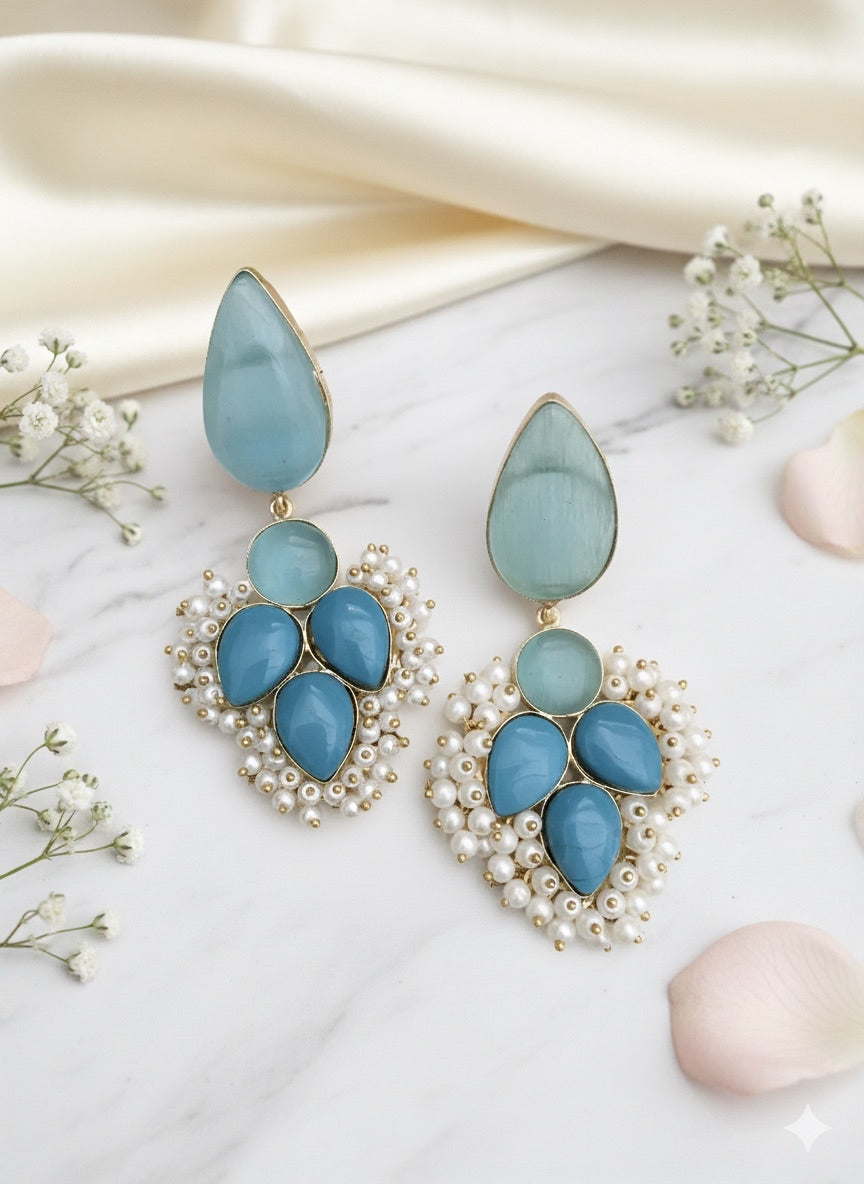 Pearl Bloom Statement Drop Earrings