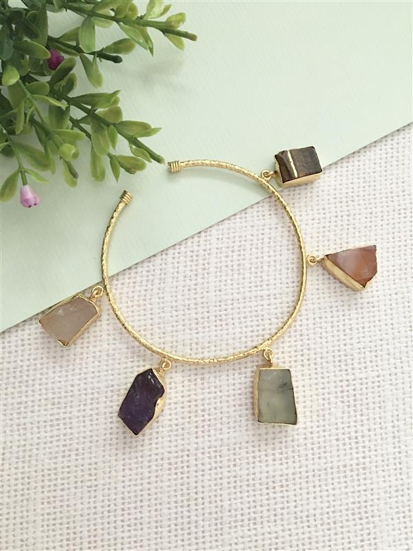 Raw Stone Charm Bangle