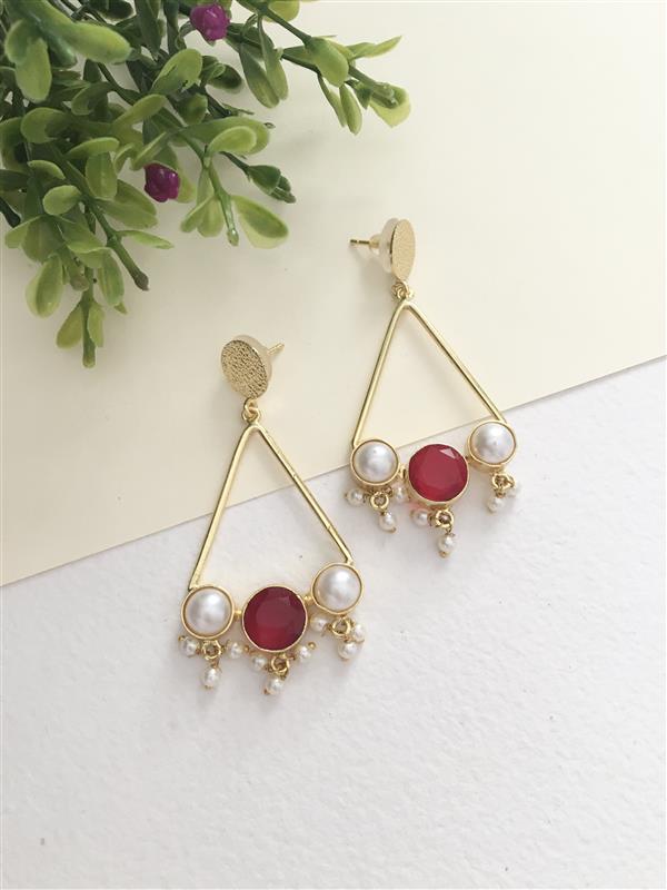 Pearl Drop Triangle Earring