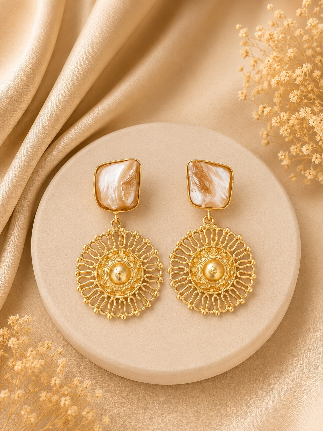 Maya Heritage Sunburst Drop Earrings