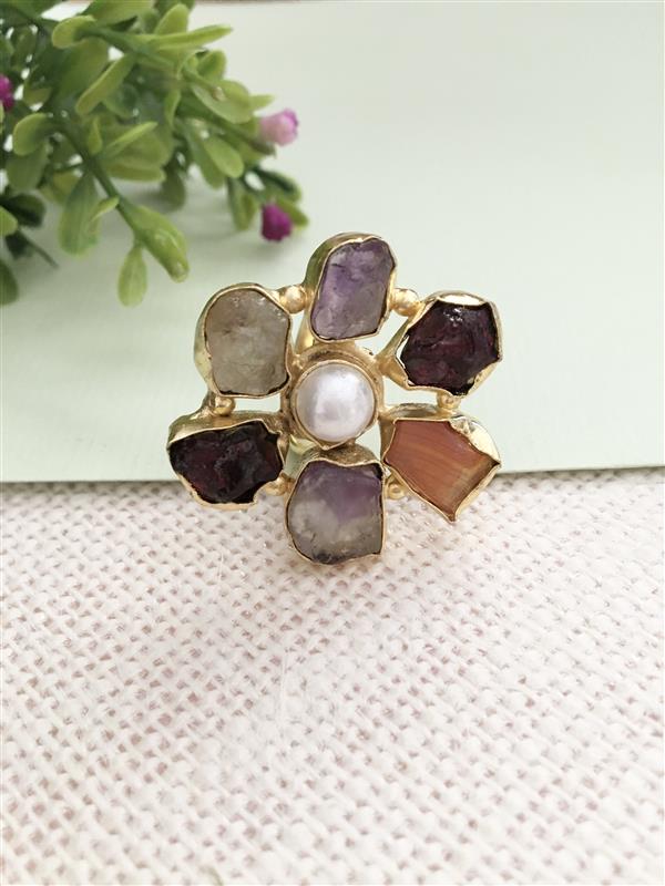 Polki Petal Pearl Ring
