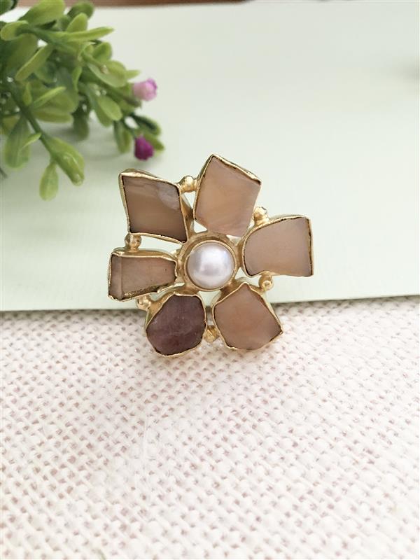 Polki Petal Pearl Ring