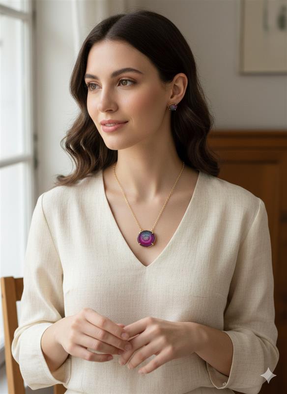 Rainbow Aura Stone pendent Set