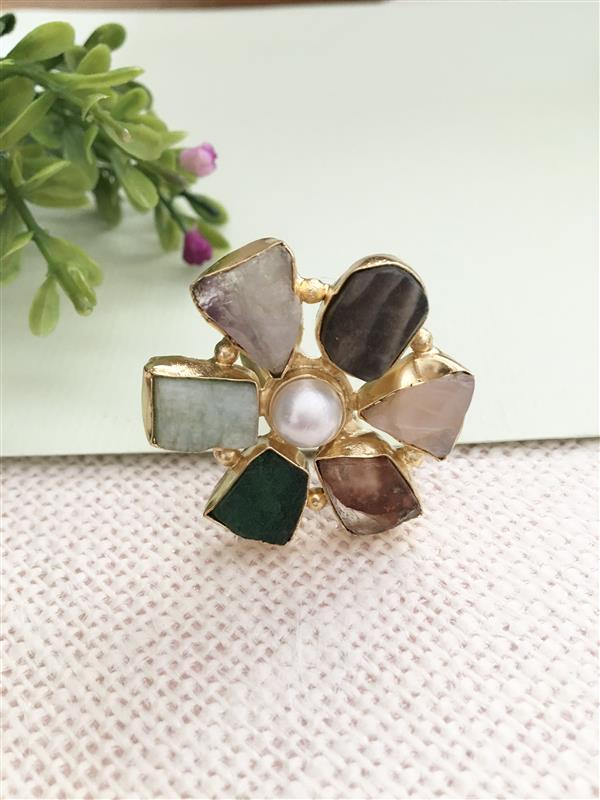 Polki Petal Pearl Ring