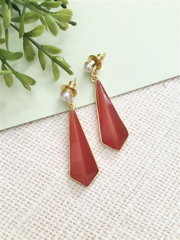 Trapezoid Gemstone & Sleek Prism Earrings
