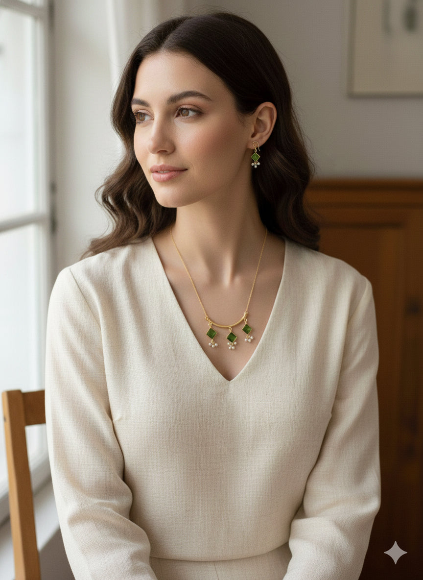 Emerald Charm Jewelry Set