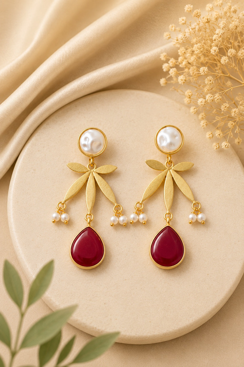 Pearl Petal Cascade Earrings