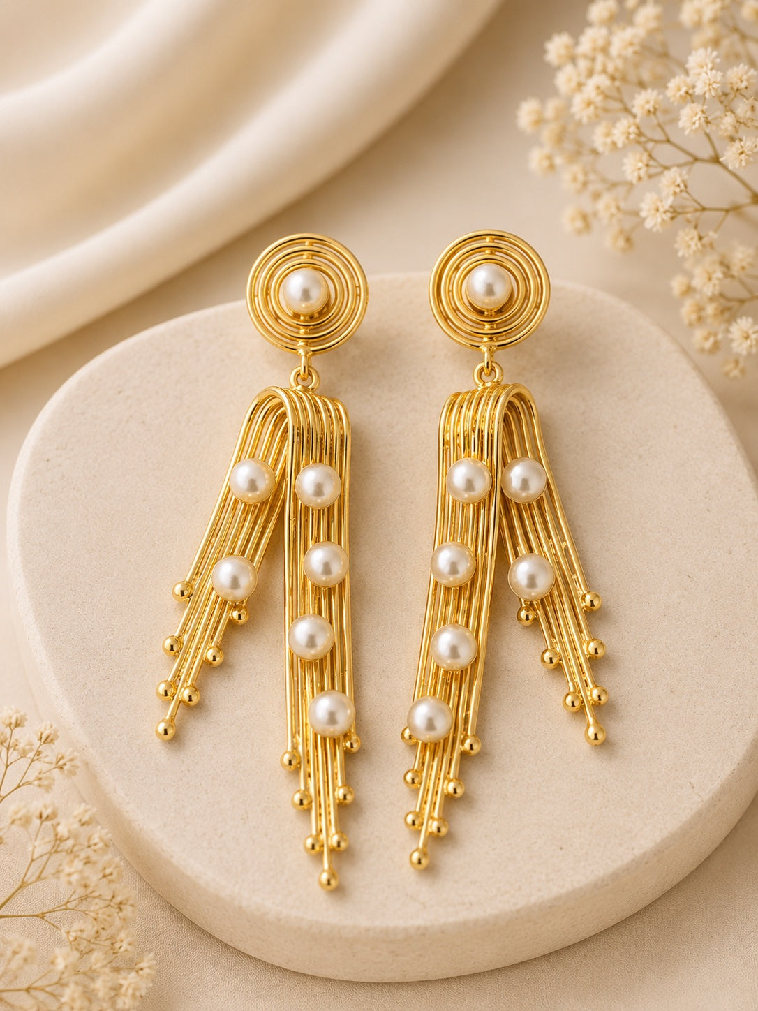 Pearl Cascade Statement Earrings | BlissByTakshvi
