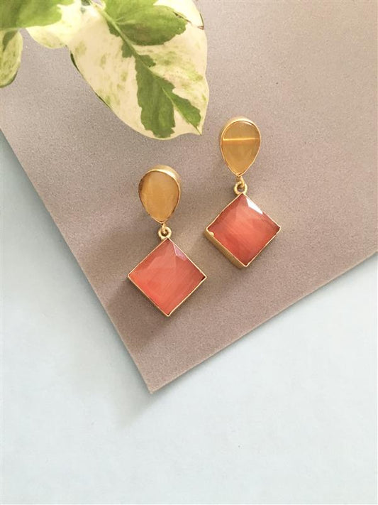 Dual Tone Medium Size Drop Earring