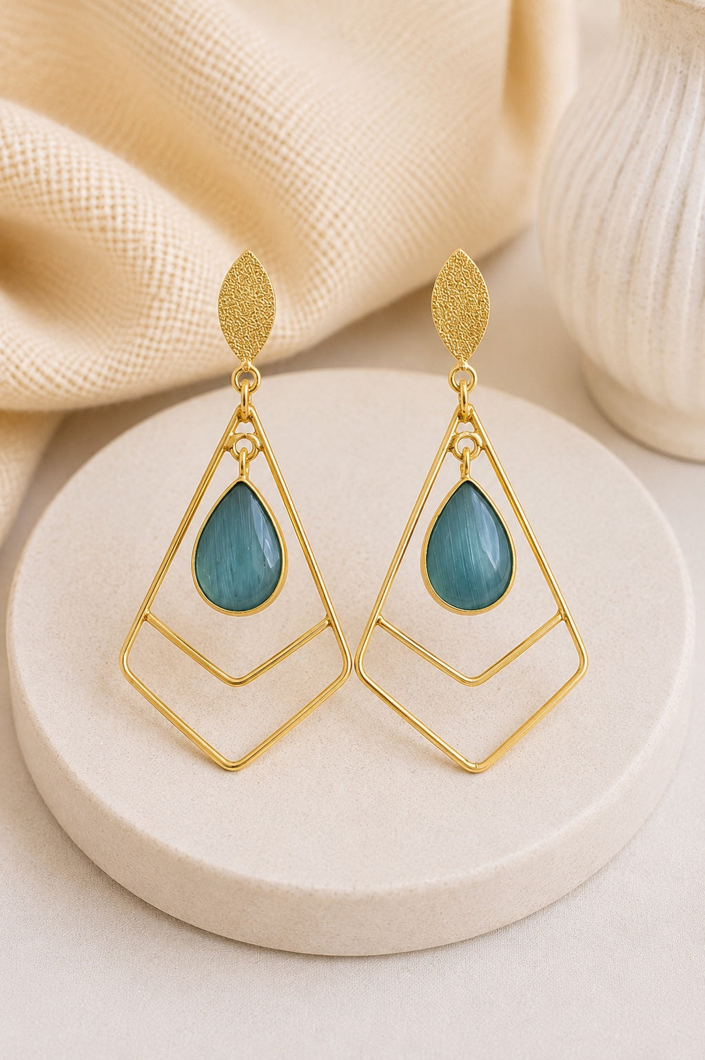 Aurique Geometric Drop Earrings